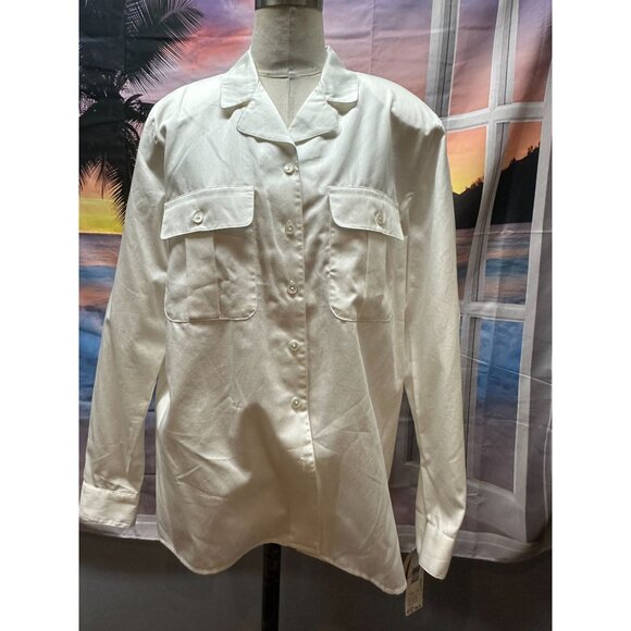 NWT Jones New York white button down blouse with pockets sz 10 - Picture 1 of 5